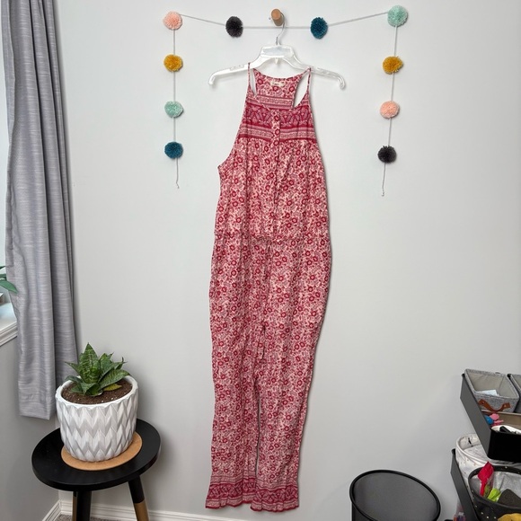 Faherty Adella Boho Red Floral Jumpsuit - Picture 3 of 10